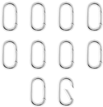 QIUTIMIY 10 stycken 18 karat guldpläterade ovala smyckeslås, smyckehalsband kontakter för förlängning eller reparation, silver (14 x 7,8 x 2,2 mm)