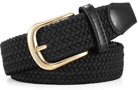 JasGood Gürtel Damen Geflochtener Elastischer Gürtel,Verstellbarer Stretchgürtel,3.3cm Breite für Jeans und Hosen, Unisex Dehnbarer Stoffgürtel