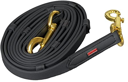 Karlslund SuperStrap-Zügel mit Stegen, Schwarz, messing