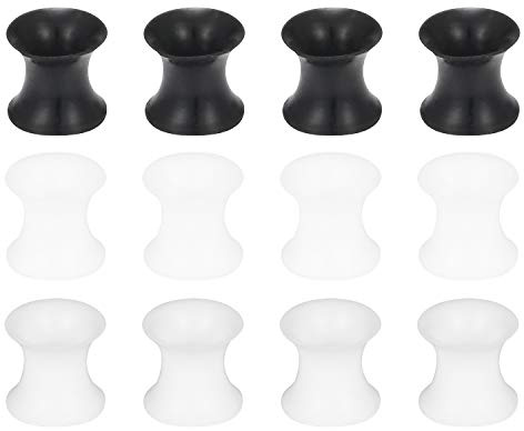 Cisyozi 6G Silicone Gauges Tunnels Plugs Ear Earrings Ultra Thin Plastic Gauges Ear Skin Flexible Flesh Clear Soft Tunnels Expander Stretching Earlets Ear Gauge Kit Retainer Women Men 4mm white Black