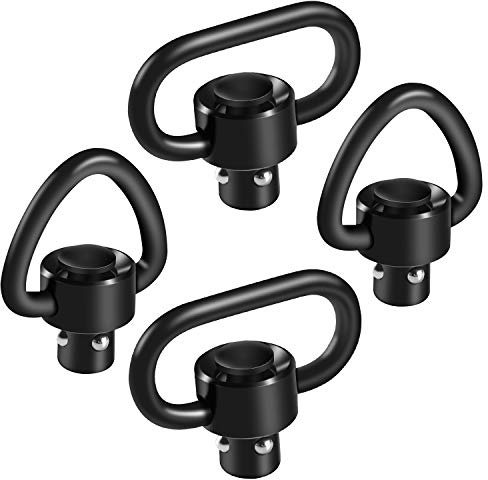 Bengor 4 Pack QD Sling Swivels, 1.25 Loop + D-Loop Quick-Disconnect Push Button for Two Point and Traditional Sling Swivel Mount Set