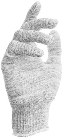 Baumwollhandschuhe, Textilhandschuhe aus Baumwolle und Silber mit engem Bündchen, Handschuhe aus Baumwolle, zur Dermatest: Sehr Gut - weiß und silber