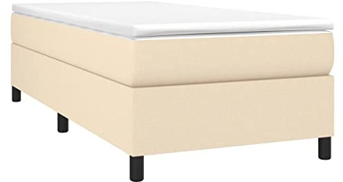 vidaXL Boxspringbettgestell, Polsterbett Bett für Schlafzimmer, Bettrahmen mit Lattenrost, Schlafzimmerbett Einzelbett, Creme 90x200cm Stoff