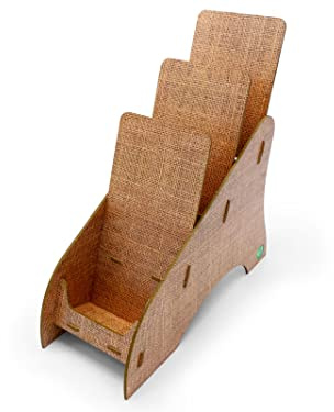 stableco 1x ökologischer Prospektständer DIN lang 10,5 x 21 cm vertikal mit 3 Fächer stabiler Flyerständer natural Design No Plastic! Just Paper! Prospekthalter Postkartenständer schnell aufzubauen