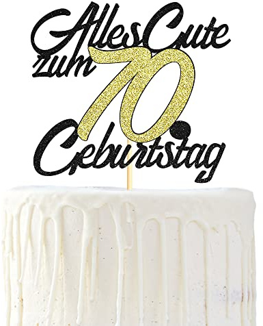 Sumerk 1 Stück 70.Geburtstag Tortendeko Happy 70th Birthday Cake Topper 70.Alles Gute Geburtstag Cake Topper 70 Jahre Torte Kuchen Deko für 70 Geburstagstorte Deko Jungen Mädchen Mann Frau