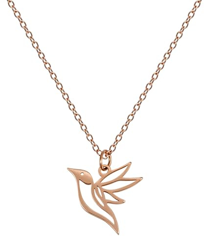 BONNYBIRD® Kette mit Kolibri Anhänger Rosegold Halskette Damen Vogel Edelstahl Schmuck Wasserfest Kettenanhänger Frauen Vergoldet Goldschmuck Goldkette Sommer Accessoire Modeschmuck