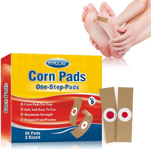 Hühneraugen Pflaster, MYMULIKE 60pcs Corn Removal Pads, 2-Größe Entferner Hühneraugen für Füße, 30 Large Size und 30 Small Size Fußpflege Hartnäckige Hühneraugen Entfernen Fußsohle