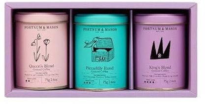 Fortnum and Mason House Blends Mini Coffee Selection - 3 x 75g Tins - Queen's, Piccadilly, and King's