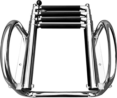 WAH Pontoon Boat Ladder, Telescopic 4 Step Ladder for Pool/Boat, Folding Telescoping Rear Entry Inboard Ladders with Handles & Wide Pedal, Loads 300lbs