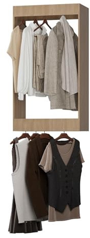 ROOMTEC 22.5 Double Hanging Closet Unit, Modular Closet System with Hanging Rod, Wardrobe Organizer for Bedroom or Walk-in Closet, Wall Mounted, Customizable Clothes Storage Unit, Wood