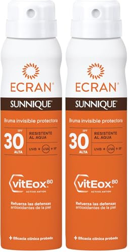 Ecran Sunnique - Bruma Protectora Solar FPS 30, Protección UVB + UVA e IR-A, Refuerza las Defensas, Protege la Piel, Hidratación 24 h, Fórmula con VitEox 80, para Toda la Familia - 75 ml