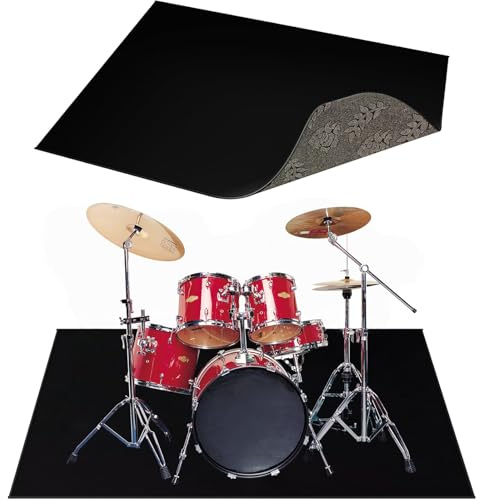 RONGJUKD Non-Slip Drum Mat Rug 120x160cm, Soundproof Electric Drum Carpet for Electronic/Jazz Drum Kits, Bass Pedals, Floor Protection - Drum Accessories