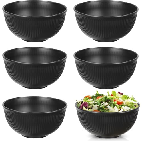 6Stück Kunststoff Müslischalen, Unzerbrechlich Plastik Schüssel 6 Farben 750 ml,Frühstück Schalen Mikrowelle & Spülmaschinenfest,Leicht Camping Schüssel für Suppen,Müsli,Nudeln,Reis,Salat schwarz