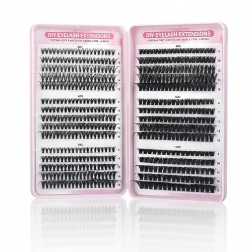 AEUXZA Set DIY Extension Ciglia, ca. 600 Ciuffetti Ciglia Finte 30D–100D, Ciglia Artificiali 8–16 mm per Principianti e Uso Domestico