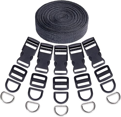 Swpeet 30Pcs Flat Heavy Duty Dual Adjustable Side Release Plastic Buckles