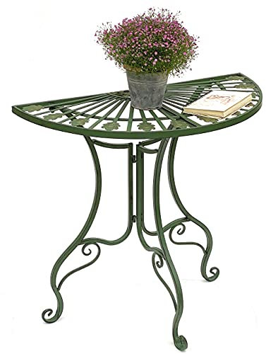 DanDiBo Tisch Halbrund Wandtisch 93995 Beistelltisch Metall 80 cm Gartentisch Halbtisch Halbrundtisch Wandkonsole Konsole Wand
