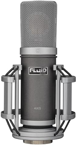 Fluid Audio Axis Professionelles Kondensator-Studiomikrofon (34mm Goldmembran, Nierencharakteristik, inkl. Shockmount, Popfilter, XLR-Kabel, Tragetasche, 20Hz-20kHz),Schwarz