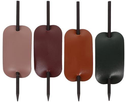 Lurrose Leder Haarspange mit Stick 4 Stücke Oval Faux Leder Haarnadel Holz Haarklammern Rutsche Barrette Pferdeschwanzhalter für Haare