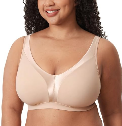 DELIMIRA Kvinnors BH utan bygel Stora storlekar Tshirt BH Seamless Classic Bekväm Beige 100C