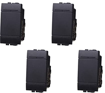 Pulsante Normalmente Aperto, Pulsante 1P 16A Unipolare, Compatibile Con Bticino Living Light (4 Pezzi, Nero)