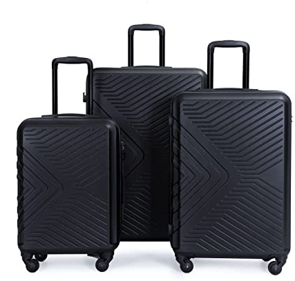 Travelhouse Bali 3-teiliges Kofferset Schwarz – Hochwertiges ABS Hartschalen Trolley Set mit 4 Rollen & TSA-Schloss, robust, leicht & Kratzfest – Reisegepäck für Business & Urlaub