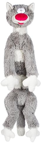 FANCY Peluche Gatto Gigante Lungo 83 cm - Pupazzo Morbido Gatto a Strisce Grigie su Bianco, Cuscino Peluche per Abbracci, Plush Cat Fantastica Idea Regalo per Bambini e Adulti