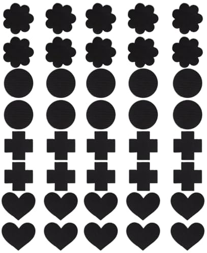 Nipple Cover, 20 Paar Nippelpads Sexy Schwarz Nipple Cover Kreuzform und Herzform, Valentinstag Einweg-Brust-Aufkleber Abziehbild Nippel,Brustwarzenabdeckungen, Brustband, wasserdicht, unsichtbar