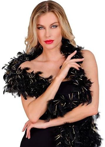 W WIDMANN MILANO Party Fashion - boa di piume con orpelli, lunghezza circa 180 cm, sciarpa di piume, accessorio, festa a tema