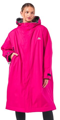 onesnug Unisex Outdoor Changing Robe Long Sleeve Coat Windproof & Waterproof Robe with Hood For Beach Wild Swimming Surfing & Walking Oversized Quick Dry (S-M, Pink)