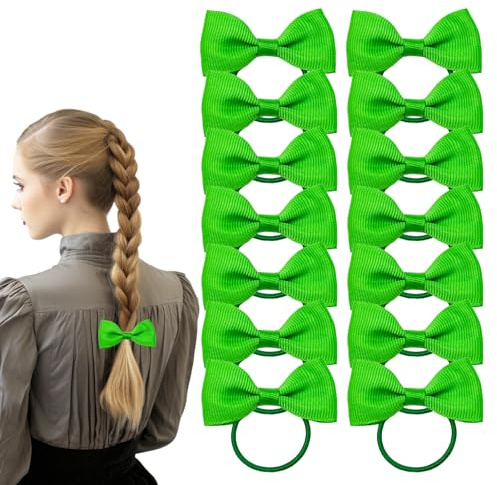 Bliceon 20 Pcs Green Hair Accessories Set - Girls' Bobbles, Bows, School Bands, Green Ribbon Headbands, Clips, Elastic Hairbands, and Braids - for Kids and Women