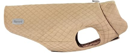 Record - Brandy Hunde-Regenmantel. Hundemantel mit Klettverschluss und verstellbaren Gummibändern für Pfoten. Warmer und bequemer Wintermantel für Hunde | Beige, L, Rückenlänge 45 cm