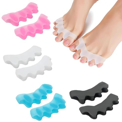 Eastrise Professional 8-PCS Silicone Toe Separators (4 Pairs) – Correct Overlapping Toes, Hallux Valgus & Bunions Relief for Yoga, Daily Use – Men/Women (4 Colors)