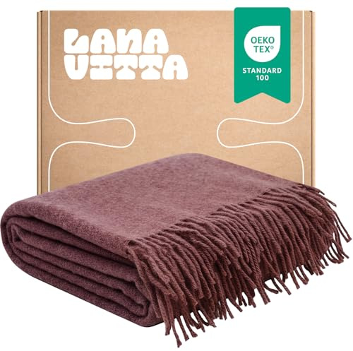 Lanavitta – Wolldecke „Melange“ – Tagesdecke & Bettüberwurf – 100 % Neuseeland-Wolle, Warmer Sofa-Plaid – Rot – 140x200 cm