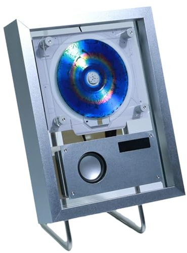 Reproductor De CD con Marco De Música, Marco De Fotos Decorativo para Pared O Escritorio con Bluetooth 5.0 Y Reproducción USB, Control Remoto Y Pantalla Led Metal-Silver
