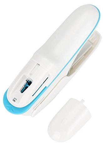 Booklet Stapler ABS No Staple Stapling Machine for Children Book Paper Staple-Free Stapler Tool 8 Sheet A4 Capacity (White)