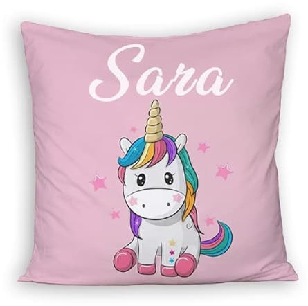 Generico Unicorno Cuscino Personalizzato 1 Idea Regalo Natale Compleanno Unicorni Bambini Bambina festa collezione Decorazioni casa Divano Letto Colorato Stampa Personalizzata con nome bimba