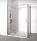 Mampara de ducha angular 1 corredera + 2 fijos - sin perfilería inferior - Cristal transparente templado 6mm - Plata Brillo - Ancho adaptable 115-120 x 77-80cm - Posición puerta derecha - Alto 195cm