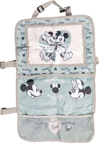 TataWay in viaggio si cresce Disney Proteggisedile portaoggetti Tablet Organizer auto per bambini di colore grigio e rosa con i simpatici topolini Minnie e Mickey Mouse