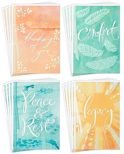 Hallmark Dayspring - Surtido de tarjetas de condolencias religiosas (16 tarjetas con sobres) Confort, paz y descanso, pensando en ti