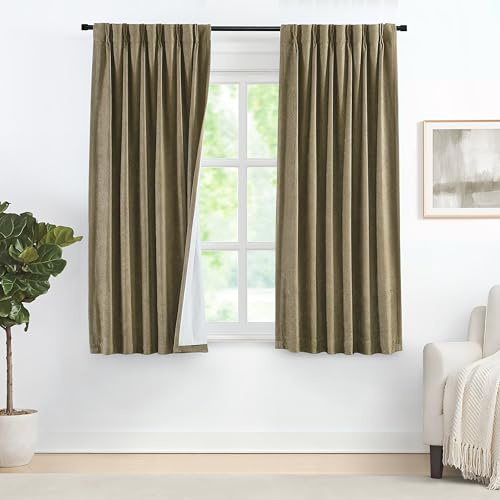 Vision Home Tende plissettate completamente oscuranti in ciniglia vellutata, 182,9 cm, per soggiorno, camera da letto, isolamento termico, tende plissettate con ganci, 91 x 183 x 50 cm, marrone caffè