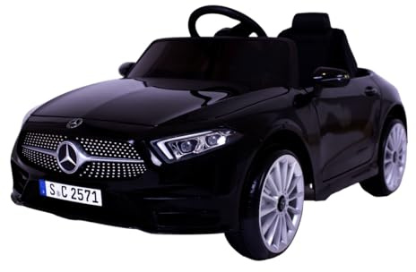 FINOOS Coche Eléctrico para niño Mercedes CLS350 12V, Vehículo Eléctrico Infantil, Coche Eléctrico Mando a Distancia/2+1 Velocidad/Bocina/LED/Música/USB, para Niños, Niñas (Negro)