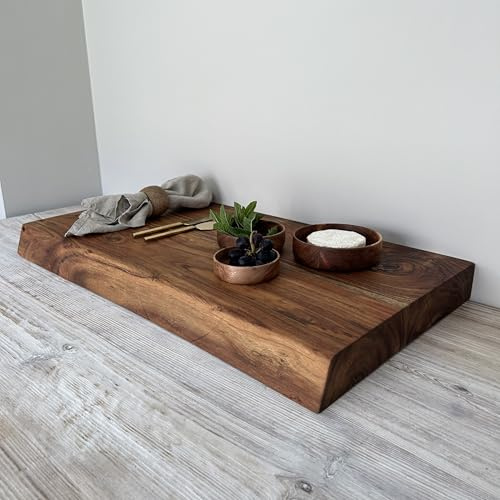 DOWNTON INTERIORS UK Handcrafted Live Edge Large Sustainable Acacia Wood Professional Chef Chopping Board *Available in 2 Sizes* (Extra Large)
