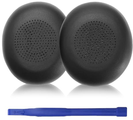 Aiivioll Pads d'oreille pour casque audio compatibles avec Jabra Evolve2 65, 40, Elite 45h en cuir et mousse à mémoire de forme, noir