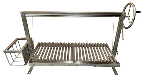 Argentinian Asado Charcoal BBQ Grill for Brick Outdoor DIY Kitchen (112cm With Ember Maker)