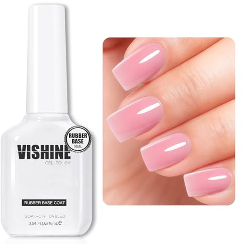 Vishine Base in Gomma 5 in 1 Builder Rosa, 16ML Bubble Pink Smalto Semi-Permanente Gel Smalto per Unghie UV LED Gel Polish Rinforzante e Riparatore per Manicure Nail Art #067