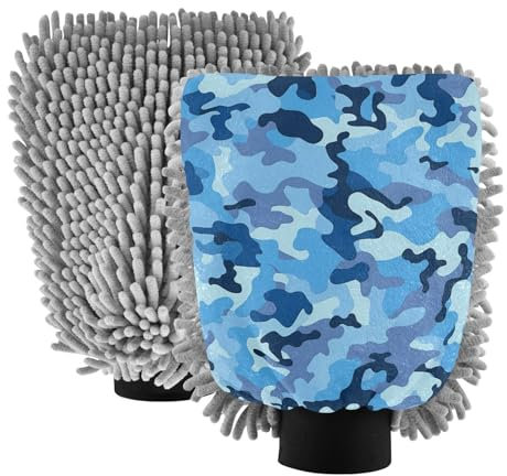 Guanto da lavaggio in microfibra blu mimetico non antigraffio guanti per lavaggio auto spugne lavaggio auto