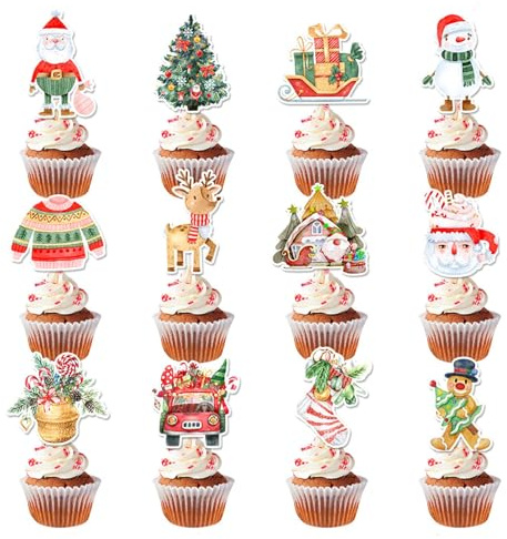 Christmas Cake Decorations,Christmas Cake Toppers,Set2 36Pcs,Xmas Party Decorations,Cupcake Toppers For Cake Decorations,Winter Holiday Party Fruit Cake Decoration Supplies