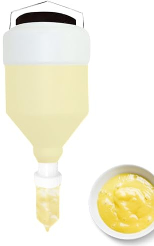 Demsyeq Bottiglia per condimenti, dispenser da appendere, 5,5 l, ricaricabile, a prova di perdite, per salse, condimenti, cucina, ketchup, panna acida