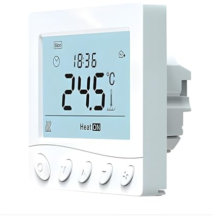 Termostato Digitale 220V da Incasso, Cronotermostato Settimanale con Tasti Manuali, Schermo LCD Retroilluminato, Per Caldaia a Gas, Installazione a Incasso Scatola 502 o 86x86mm