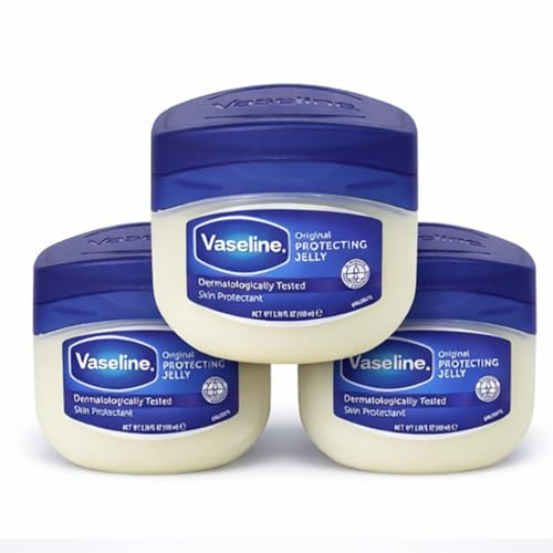 Vaseline Petroleum Jelly 100ml Pack of 3 Fragrance Free Skin Protectant Multipurpose Moisturiser for Dry Skin Lips Hands Feet and Hair Family Baby Care Value Set Bundled By Omoge Hair Ltd